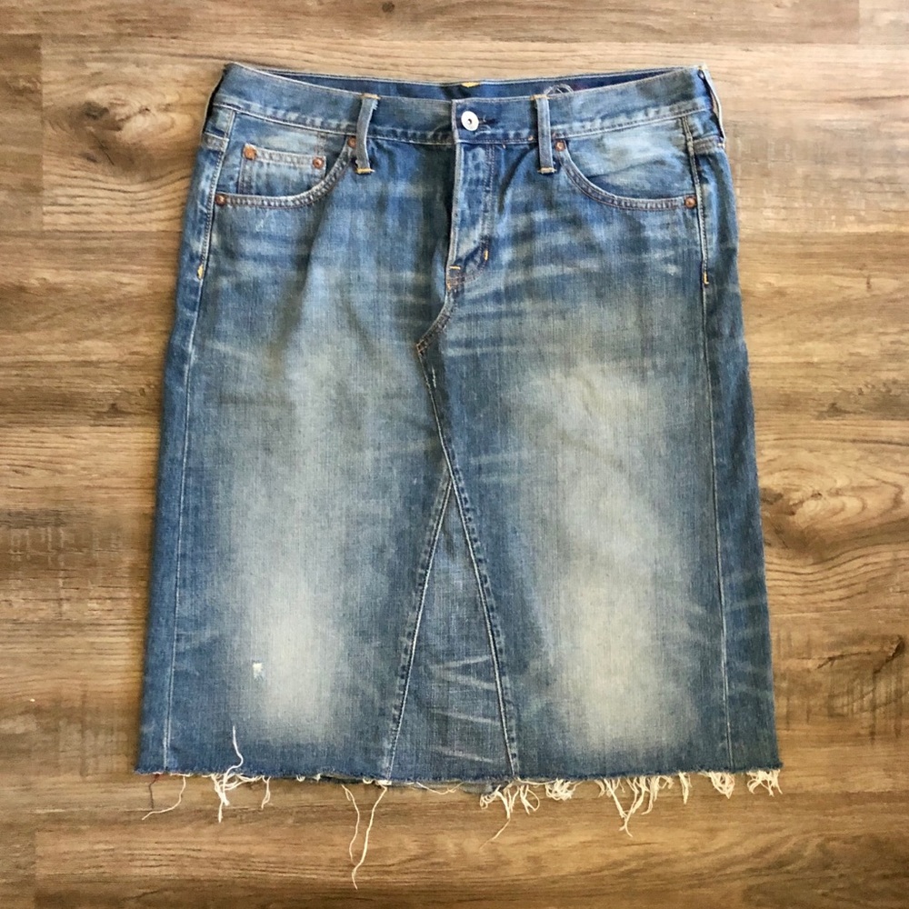 Gap Distressed Denim Knee Length Skirt
